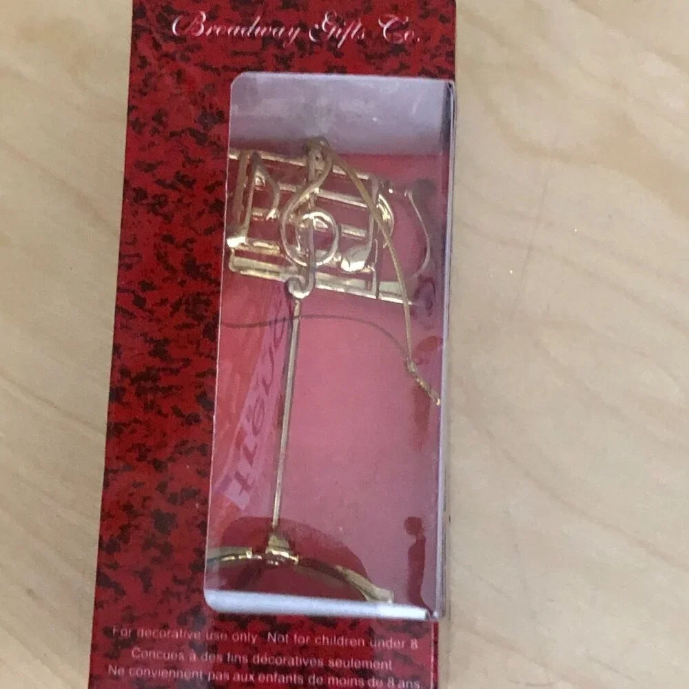 Broadway Gifts Co Brass Music Stand Hanging Ornament Bright Treble Clef 3.5